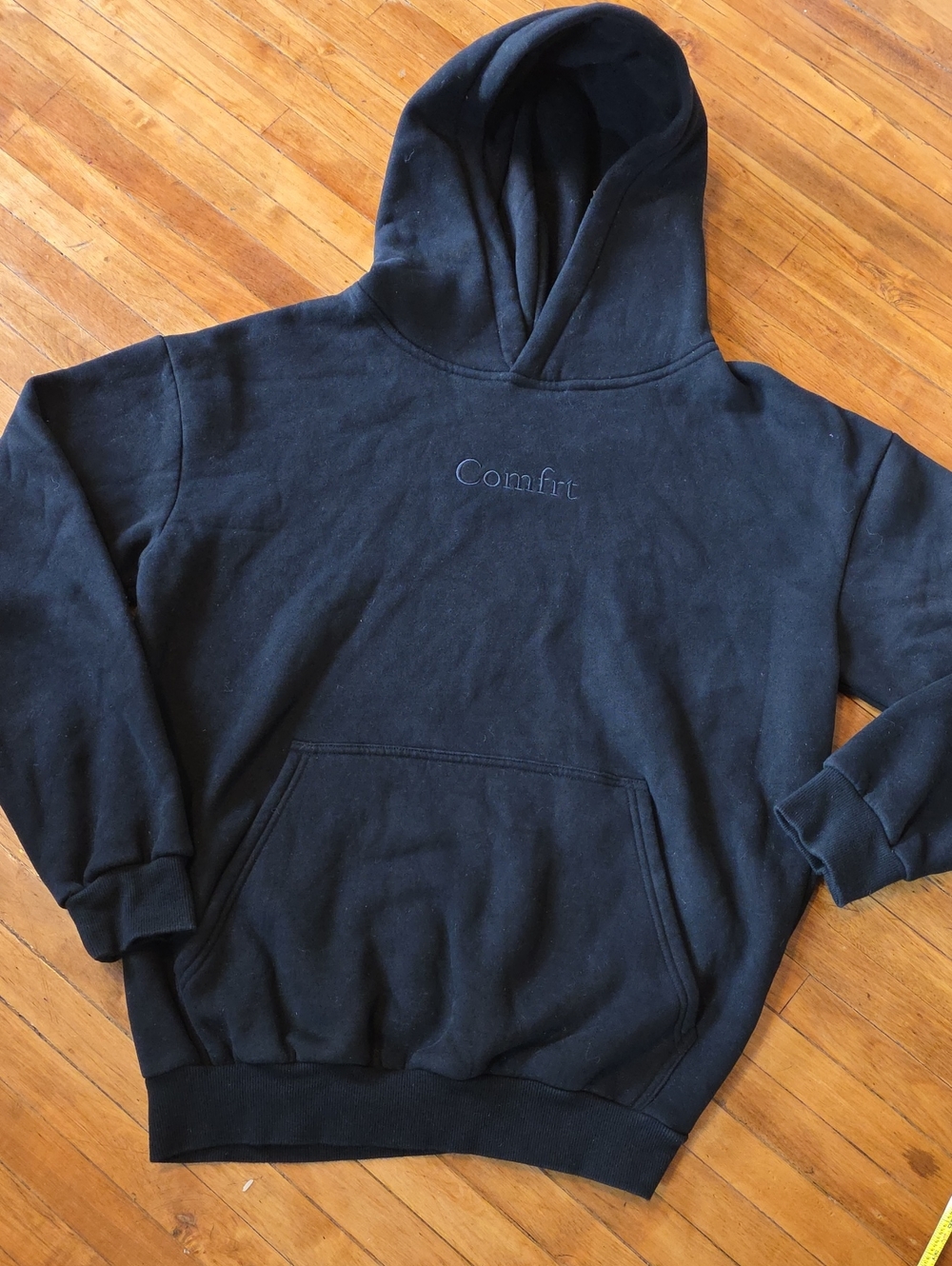 Comfort Embroidered Black Hoodie - Men